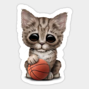 Cute Kitten Playing With Basketball Sticker